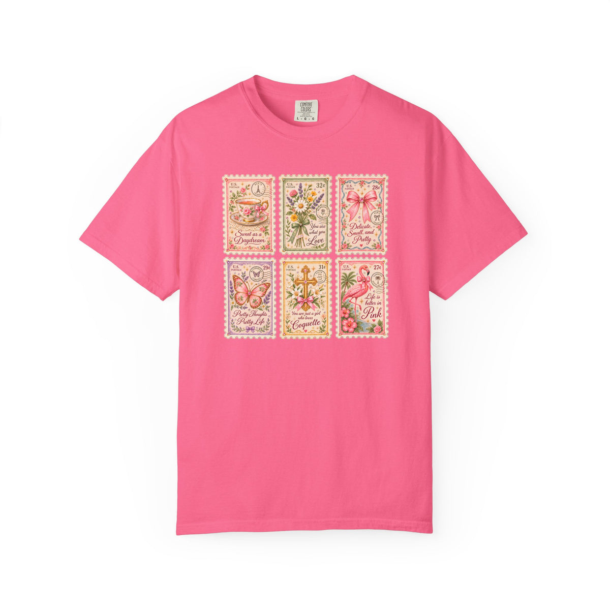Christian Faith Tee, Comfort Colors Cottagecore Shirt, Coquette Vintage Shirt, Floral Cottagecore Tee, Wildflower Stamp Tshirt, Pink Bow