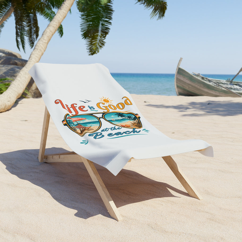 Life Is Good At The Beach Towel, Retro Sunglasses Beach Towel, Summer Vacation Towel, Beach Lover Gift, Coastal Pool Towel