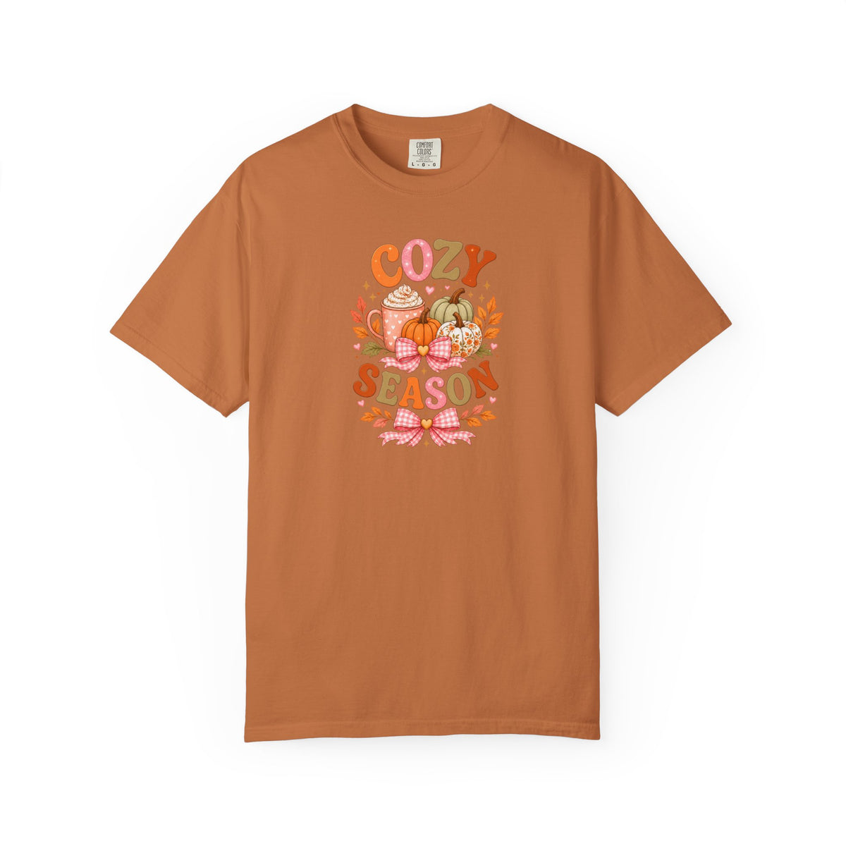 Cozy Season Shirt, Pumpkin Spice Latte Tee, Fall Coffee Pumpkin Sweatshirt, Cottagecore Autumn Shirt, Gingham Bow Fall Graphic Tee