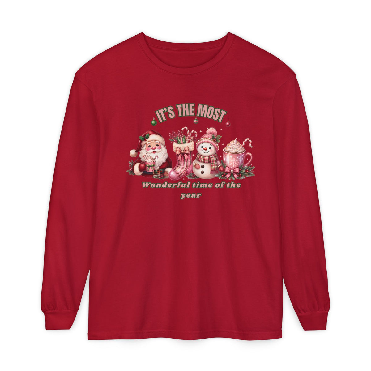 Christmas Gift Shirt, Christmas Comfort Colors Shirt, Christmas Long Sleeve Shirt, The Most Wonderful Time of the Year, Santa Snowman Tee