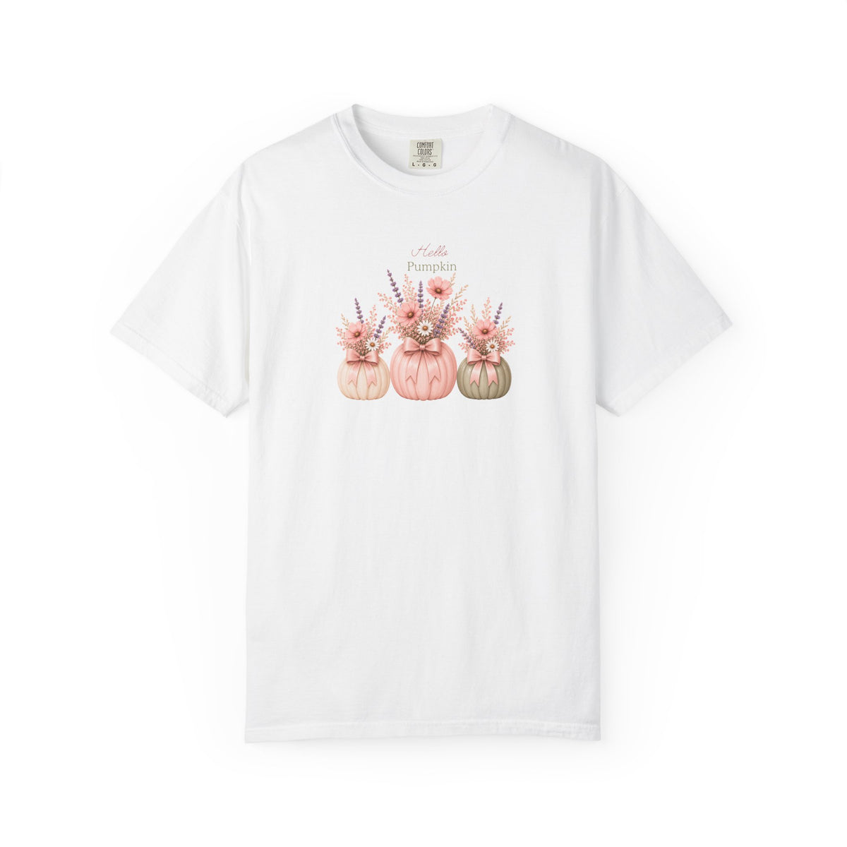 Hello Pumpkin Shirt, Fall Pumpkin Tee, Cute Floral Pumpkin T-Shirt, Autumn Shirt for Women, Cottagecore Fall Top, Pumpkin Patch Gift Tee