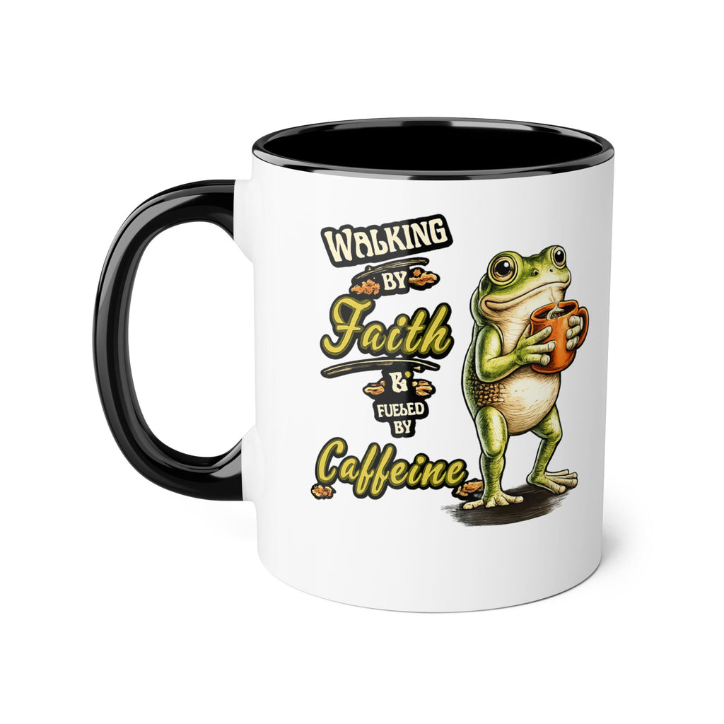 Walking by Faith Fueled by Caffeine Frog Coffee Mug, Christian Coffee Lover Gift, Funny Faith Mug, Scripture Mug, Gift for Her