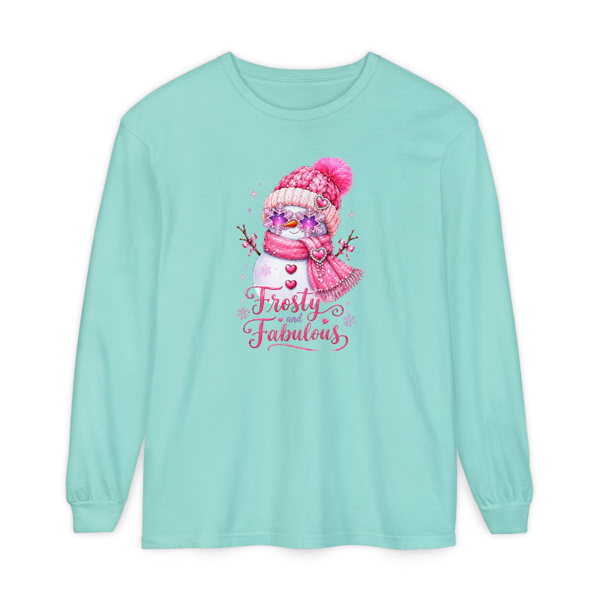 Coquette Christmas Sweater, Pink Snowman Holiday Sweatshirt, Girly Christmas Shirt, Frosty and Fabulous Snowman Tee, Cute Winter Sweater