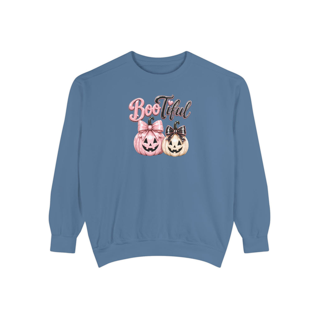 BOOtiful Halloween Sweatshirt, Girly Pink Pumpkin Crewneck, Cute Jack O Lantern Sweater, Coquette Bow Fall Shirt, Halloween Gift for Her