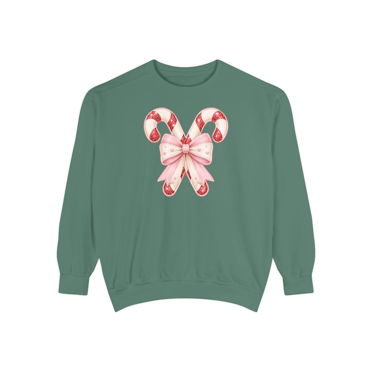 Candy Cane Bow Sweatshirt, Coquette Christmas Sweatshirt for Women, Cute Xmas Crewneck, Trendy Holiday Sweater, Christmas Gift for Her