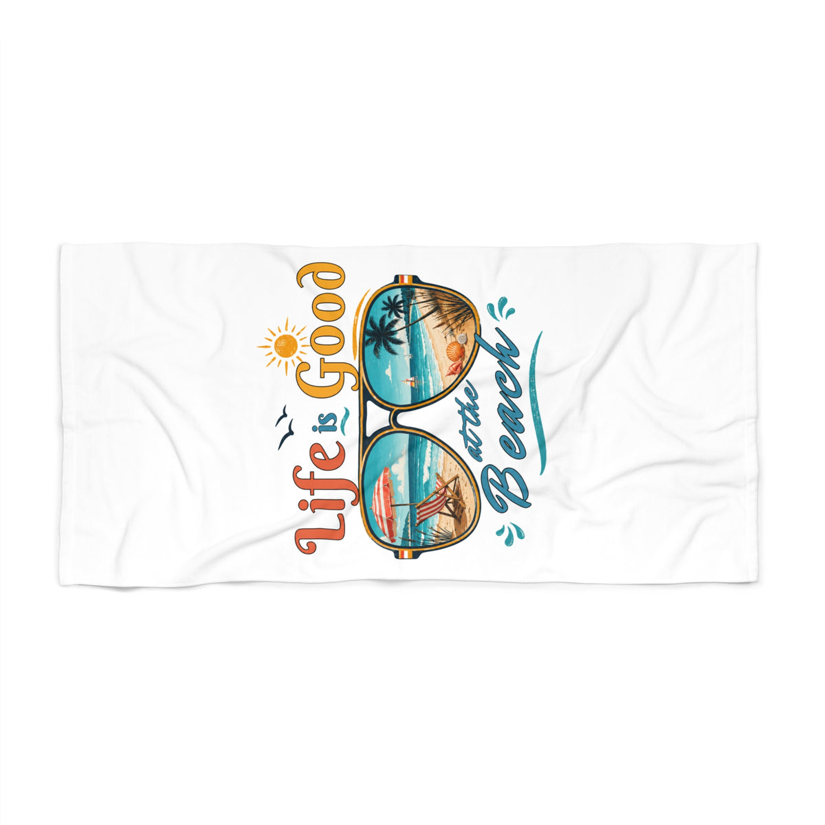 Life Is Good At The Beach Towel, Retro Sunglasses Beach Towel, Summer Vacation Towel, Beach Lover Gift, Coastal Pool Towel
