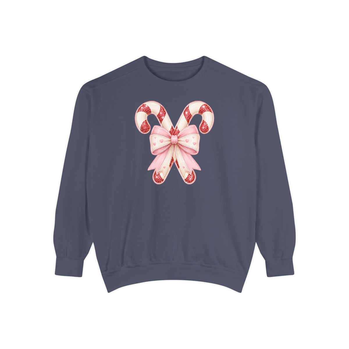 Candy Cane Bow Sweatshirt, Coquette Christmas Sweatshirt for Women, Cute Xmas Crewneck, Trendy Holiday Sweater, Christmas Gift for Her