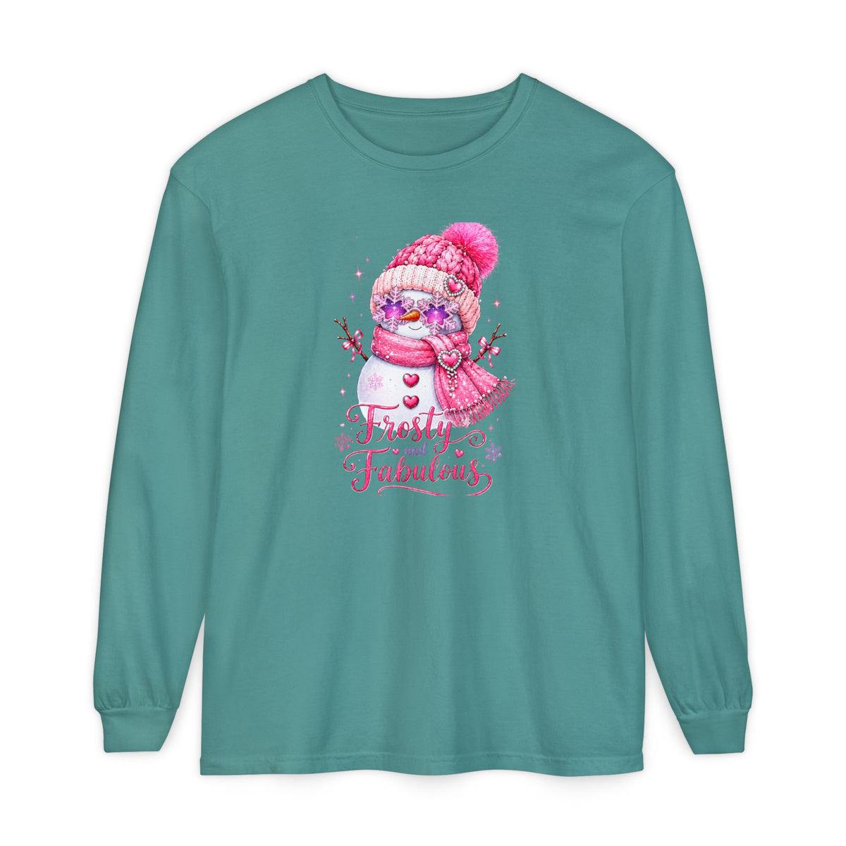 Coquette Christmas Sweater, Pink Snowman Holiday Sweatshirt, Girly Christmas Shirt, Frosty and Fabulous Snowman Tee, Cute Winter Sweater