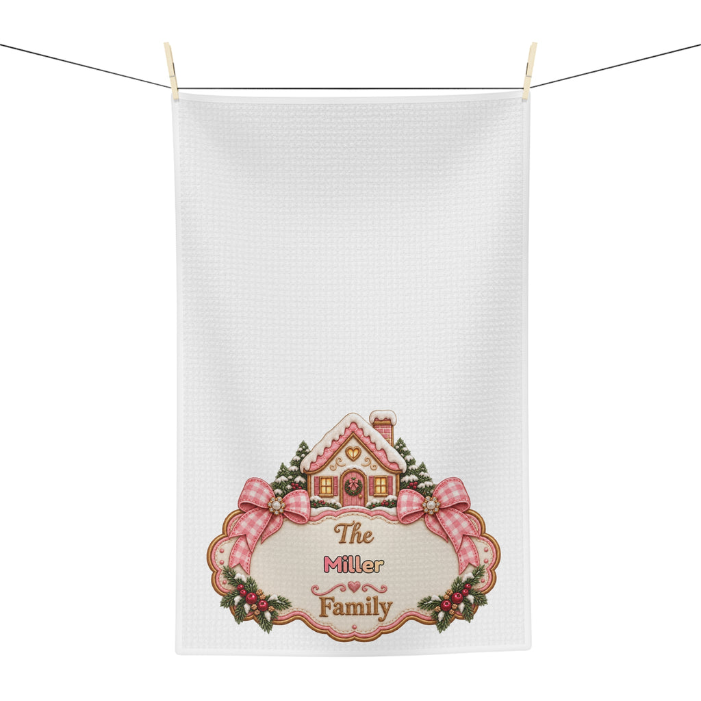 Custom Family Gift Personalized Kitchen Towel, Kitchen Decor Gifts, Winter Christmas Decor, Christmas Kitchen Towels