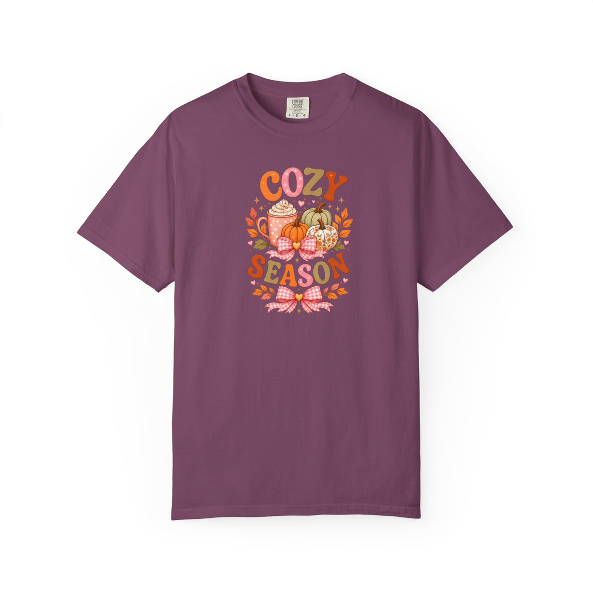 Cozy Season Shirt, Pumpkin Spice Latte Tee, Fall Coffee Pumpkin Sweatshirt, Cottagecore Autumn Shirt, Gingham Bow Fall Graphic Tee
