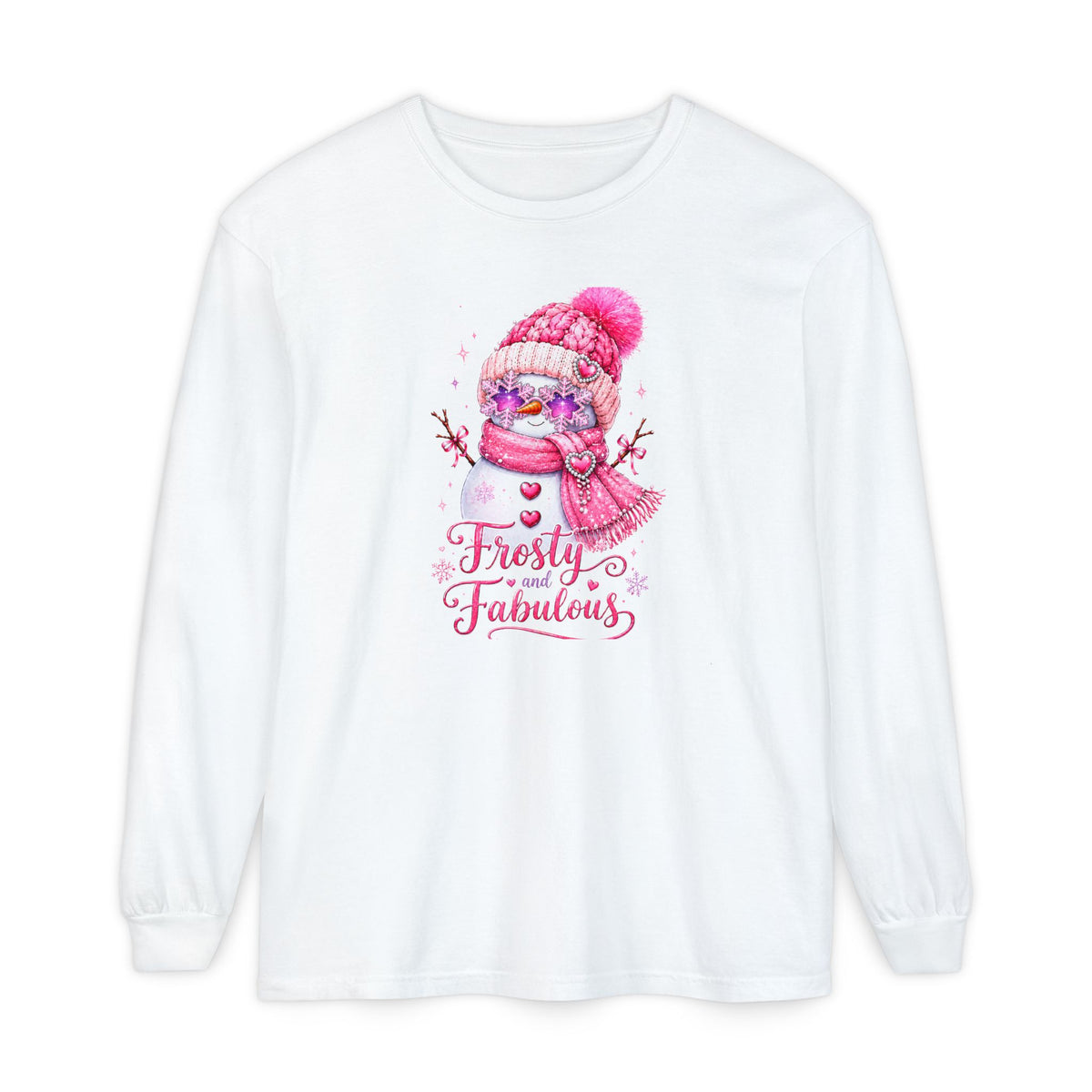 Coquette Christmas Sweater, Pink Snowman Holiday Sweatshirt, Girly Christmas Shirt, Frosty and Fabulous Snowman Tee, Cute Winter Sweater