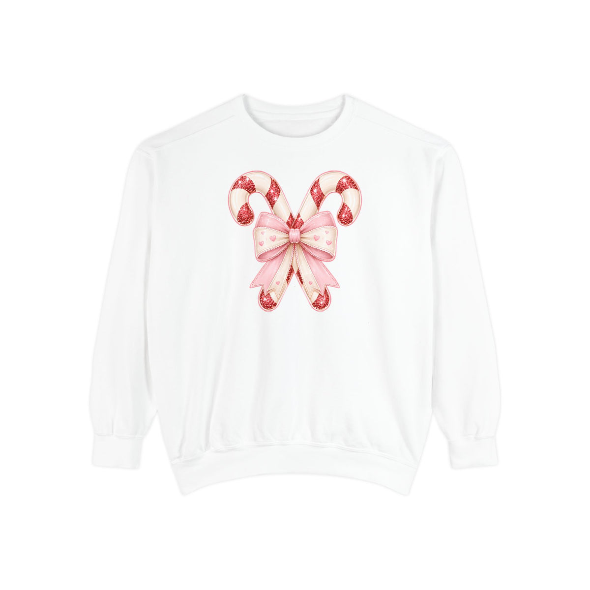 Candy Cane Bow Sweatshirt, Coquette Christmas Sweatshirt for Women, Cute Xmas Crewneck, Trendy Holiday Sweater, Christmas Gift for Her