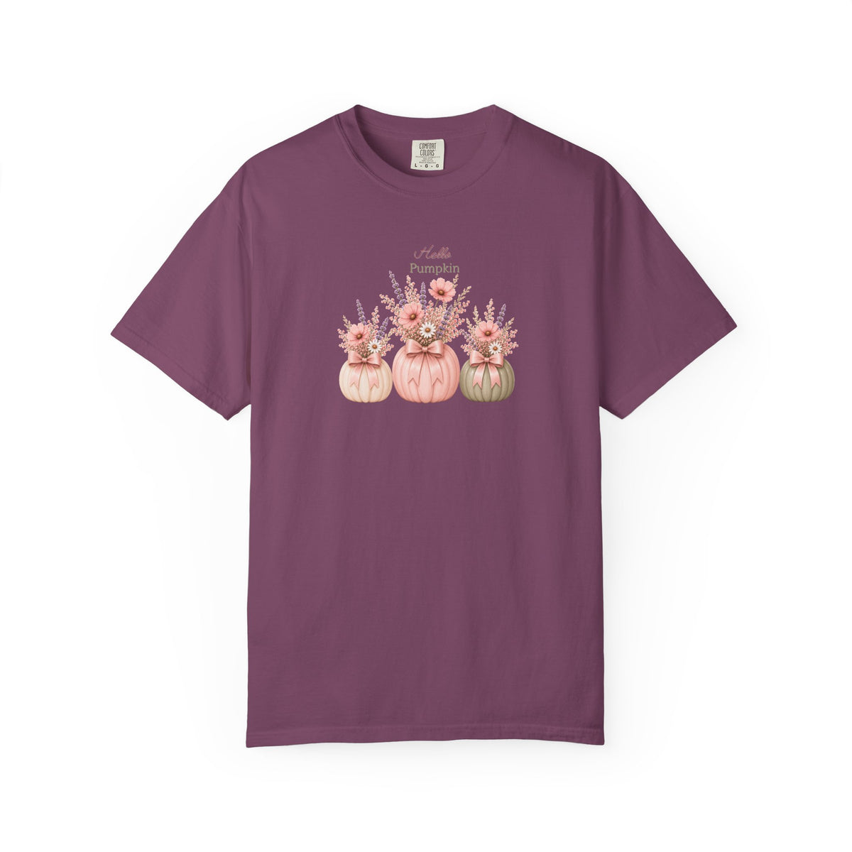 Hello Pumpkin Shirt, Fall Pumpkin Tee, Cute Floral Pumpkin T-Shirt, Autumn Shirt for Women, Cottagecore Fall Top, Pumpkin Patch Gift Tee
