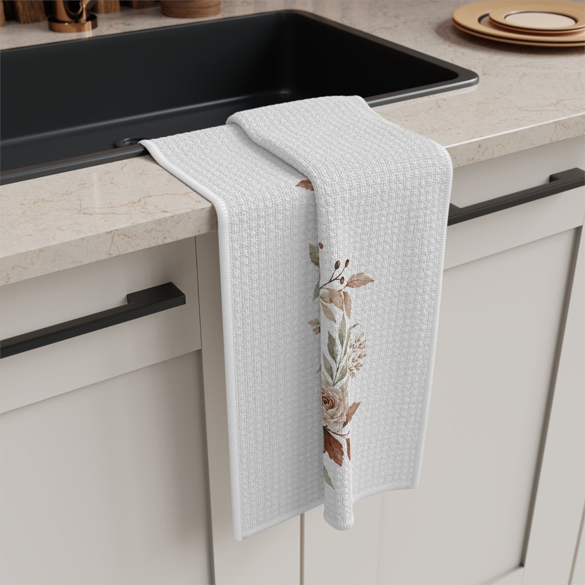 Grace in Every Season Tea Towel | Floral Wreath Kitchen Linen