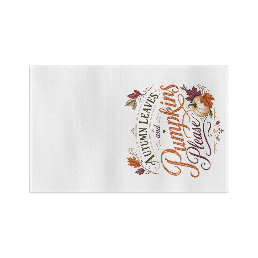Autumn Leaves and Pumpkins Please Kitchen Towel, Fall Tea Towel Farmhouse Decor, Pumpkin Dish Towel, Autumn Hostess Gift Thanksgiving