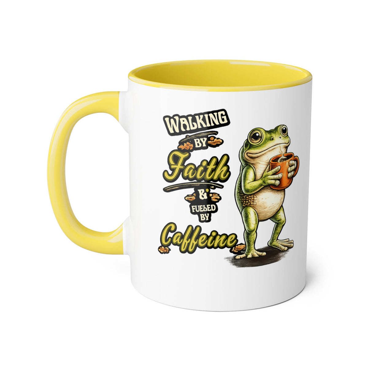 Walking by Faith Fueled by Caffeine Frog Coffee Mug, Christian Coffee Lover Gift, Funny Faith Mug, Scripture Mug, Gift for Her