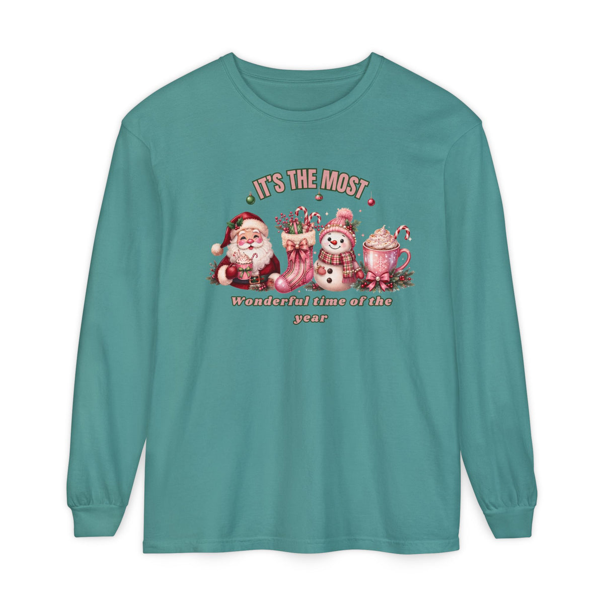 Christmas Gift Shirt, Christmas Comfort Colors Shirt, Christmas Long Sleeve Shirt, The Most Wonderful Time of the Year, Santa Snowman Tee