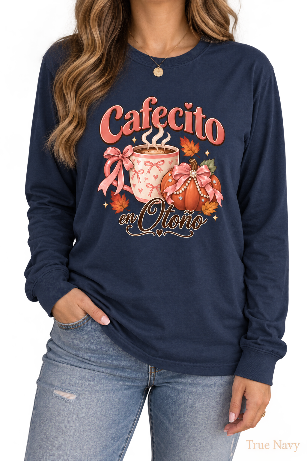 Cafecito en Otoño Fall Tee, Coffee Pumpkin Shirt, Fall Tshirt, Thanksgiving Tee, Pumpkin Spice Shirt, Spanish Fall Long Sleeve Tee