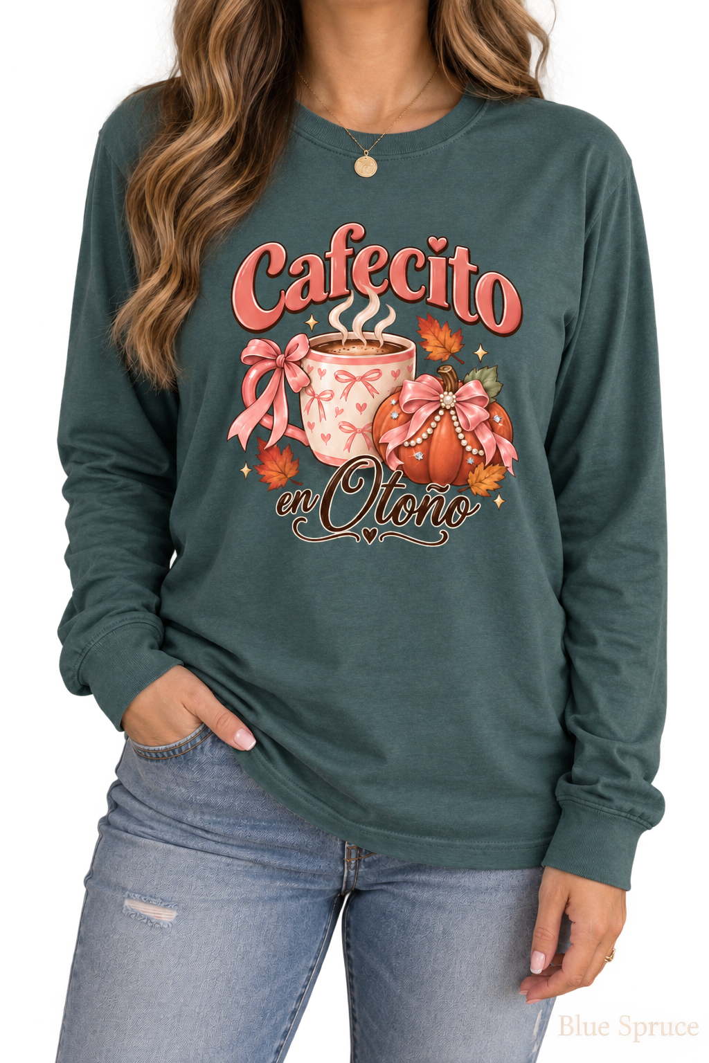 Cafecito en Otoño Fall Tee, Coffee Pumpkin Shirt, Fall Tshirt, Thanksgiving Tee, Pumpkin Spice Shirt, Spanish Fall Long Sleeve Tee