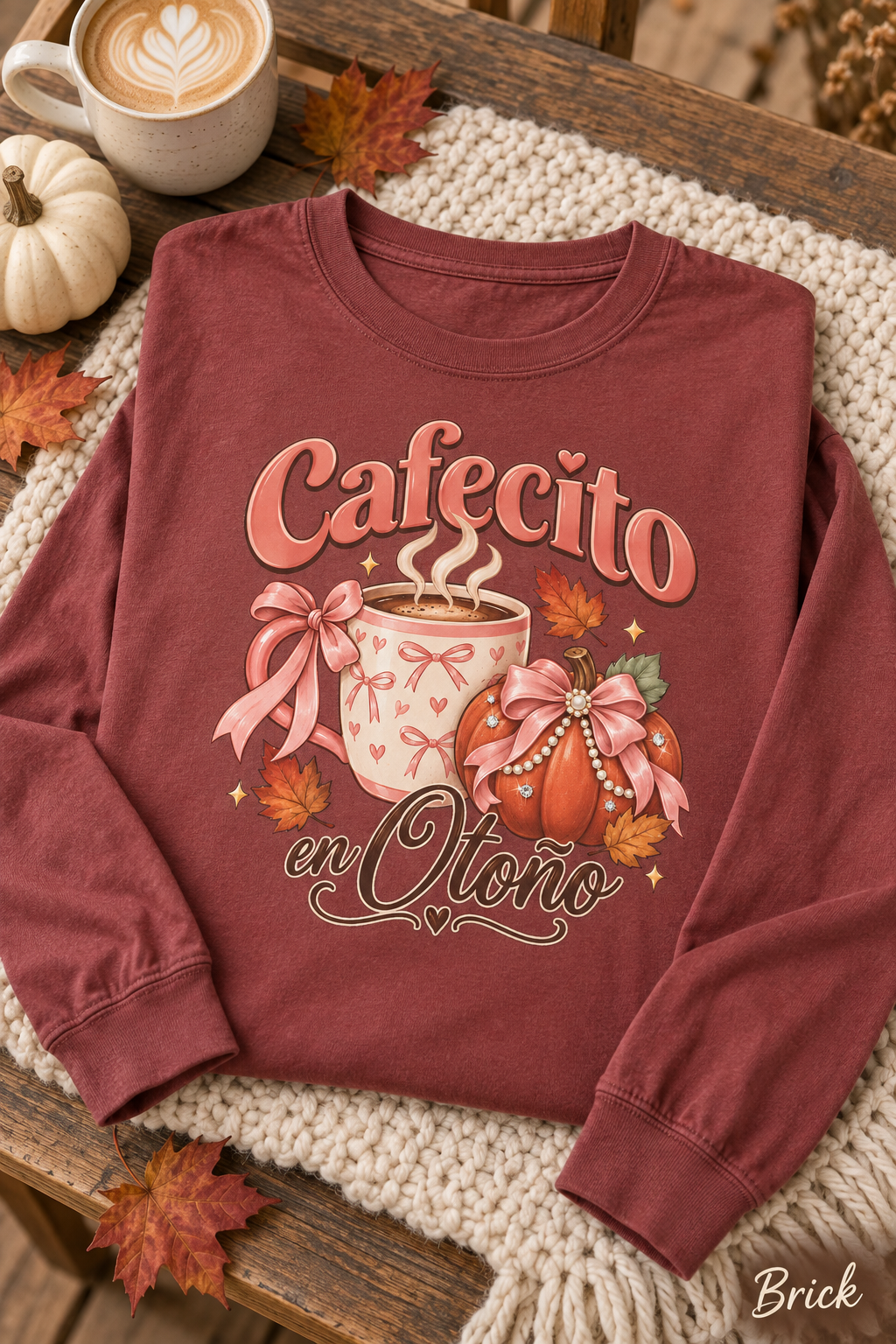 Cafecito en Otoño Fall Tee, Coffee Pumpkin Shirt, Fall Tshirt, Thanksgiving Tee, Pumpkin Spice Shirt, Spanish Fall Long Sleeve Tee