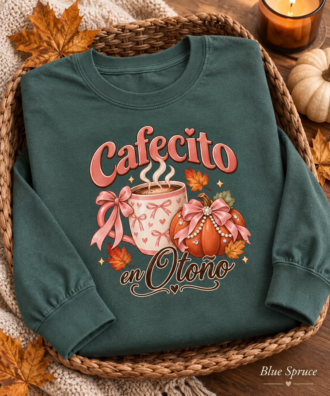 Cafecito en Otoño Fall Tee, Coffee Pumpkin Shirt, Fall Tshirt, Thanksgiving Tee, Pumpkin Spice Shirt, Spanish Fall Long Sleeve Tee