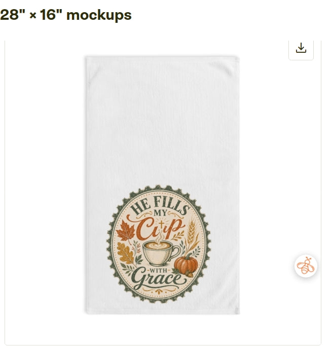 Coffee Lovers Kitchen Towel, Fall Home Decor Autumn Decor, He Fills My Cup With Grace Dish Towel, Christian Farmhouse Gift