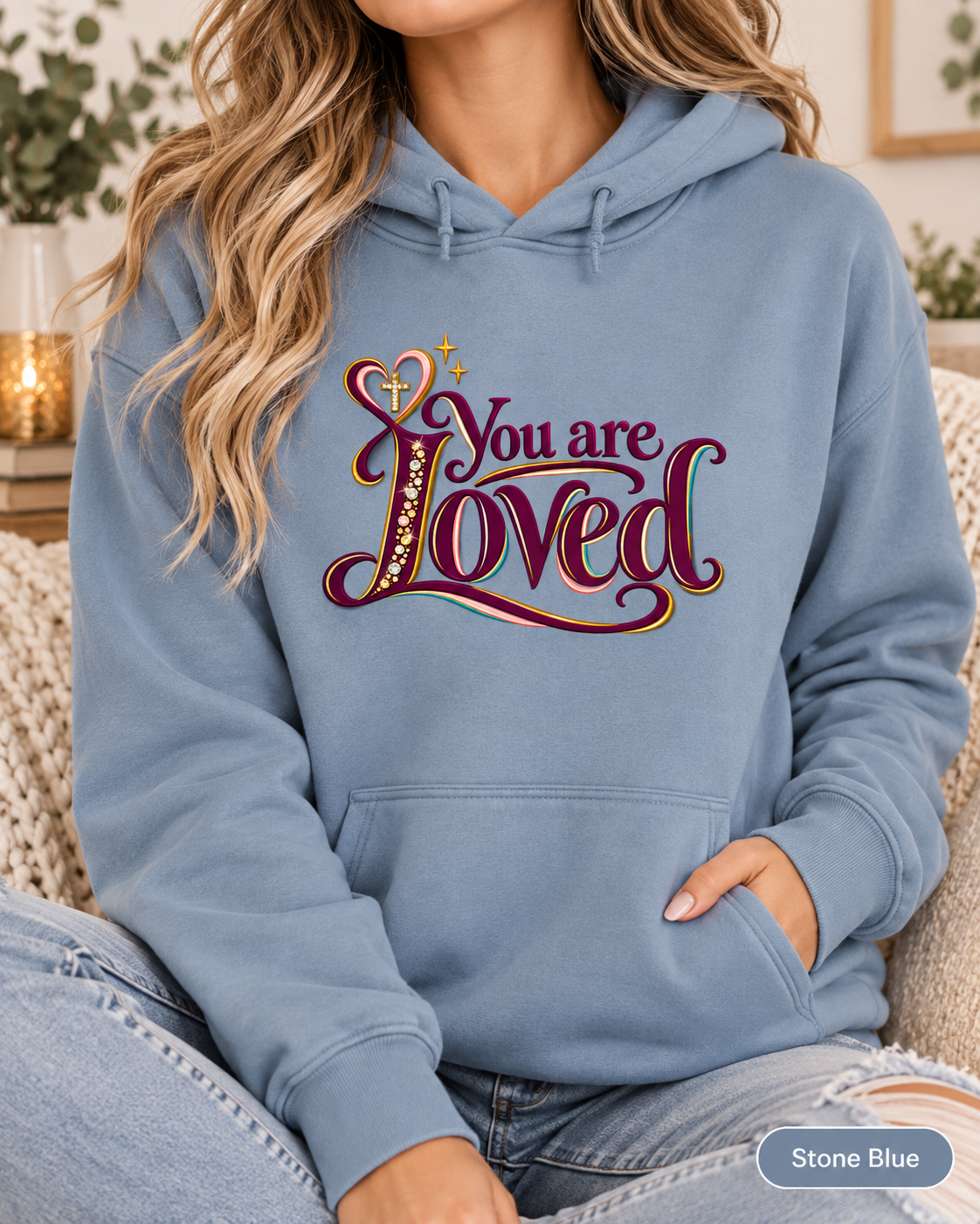You Are Loved Christian Sweatshirt | Positive Affirmation Hoodie | Bible Verse Religious Hoodie | Gift for Mom Hoodie | Faith Boho