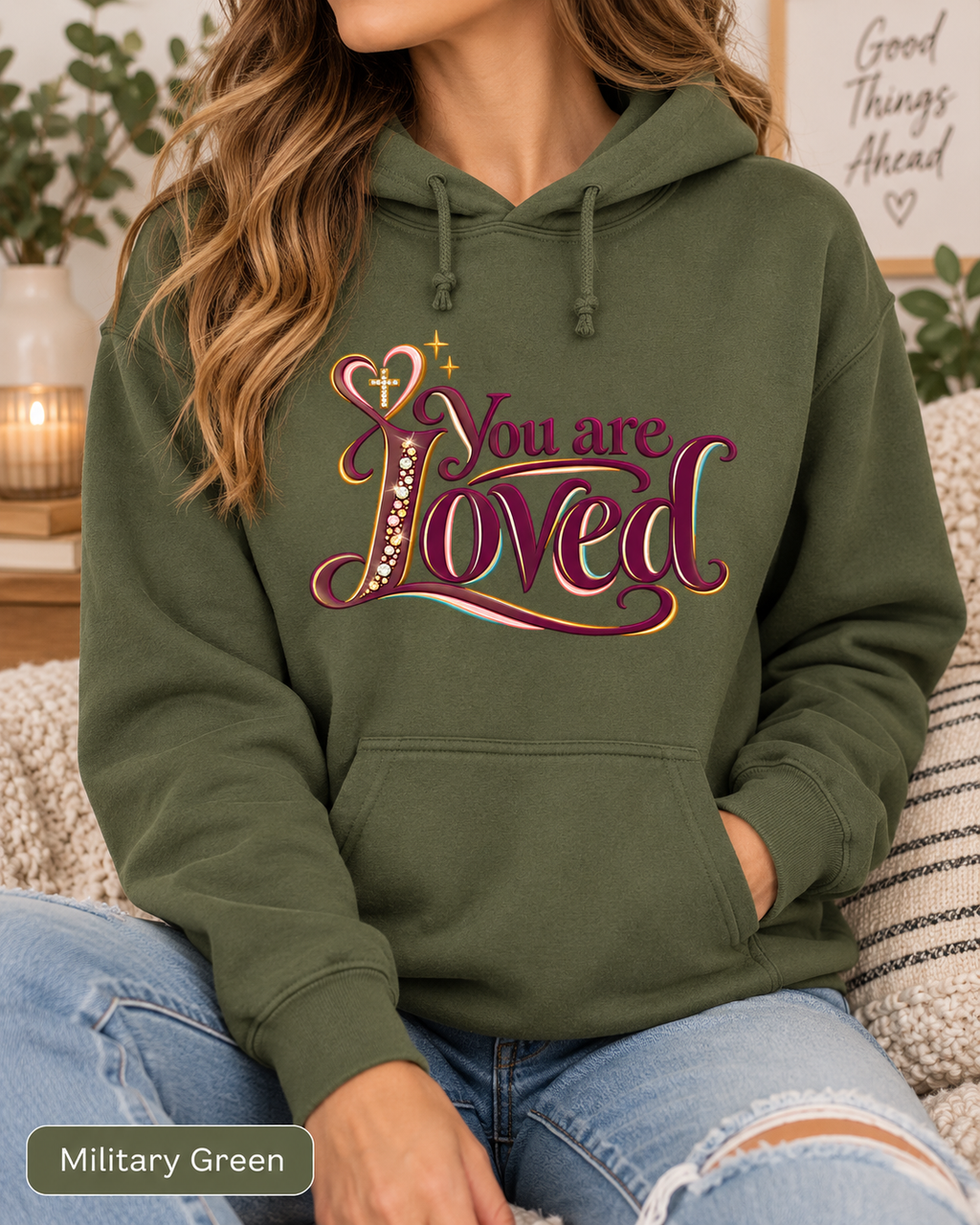 You Are Loved Christian Sweatshirt | Positive Affirmation Hoodie | Bible Verse Religious Hoodie | Gift for Mom Hoodie | Faith Boho