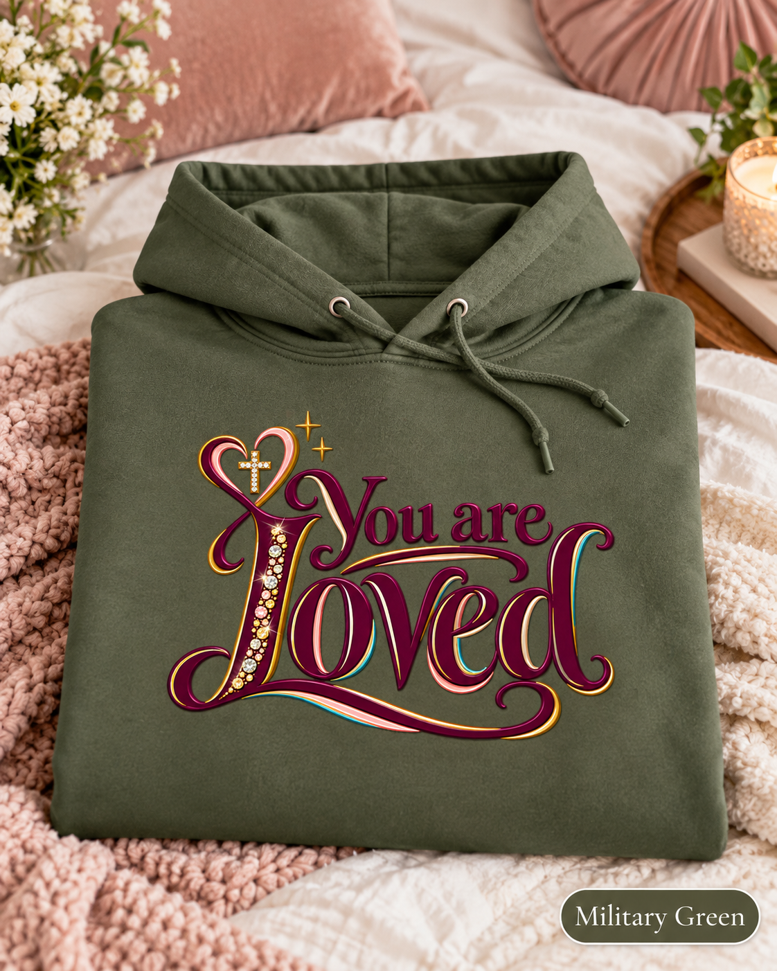 You Are Loved Christian Sweatshirt | Positive Affirmation Hoodie | Bible Verse Religious Hoodie | Gift for Mom Hoodie | Faith Boho