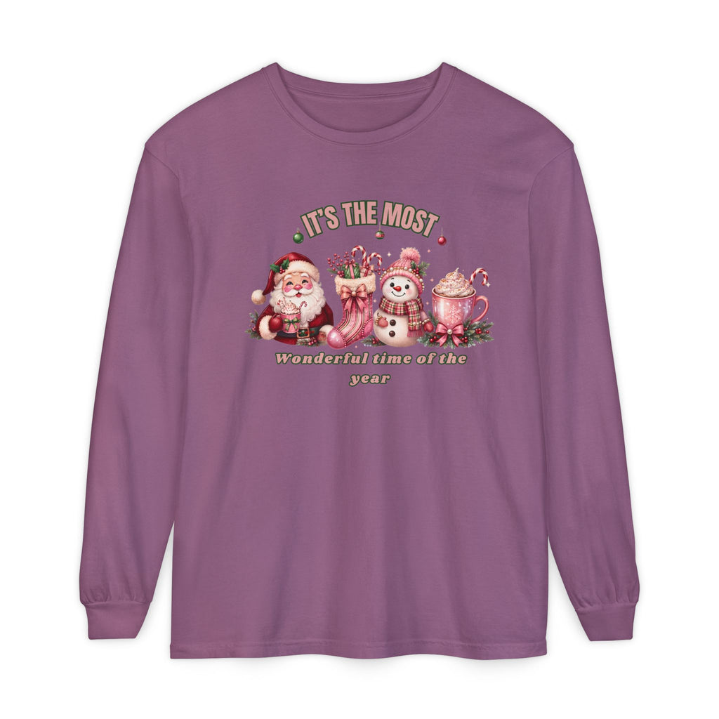 Christmas Gift Shirt, Christmas Comfort Colors Shirt, Christmas Long Sleeve Shirt, The Most Wonderful Time of the Year, Santa Snowman Tee