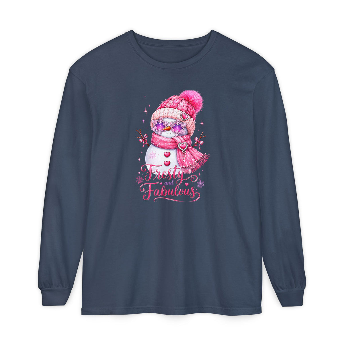 Coquette Christmas Sweater, Pink Snowman Holiday Sweatshirt, Girly Christmas Shirt, Frosty and Fabulous Snowman Tee, Cute Winter Sweater