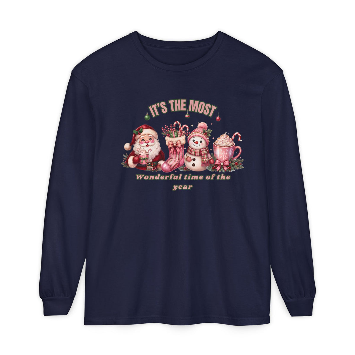 Christmas Gift Shirt, Christmas Comfort Colors Shirt, Christmas Long Sleeve Shirt, The Most Wonderful Time of the Year, Santa Snowman Tee