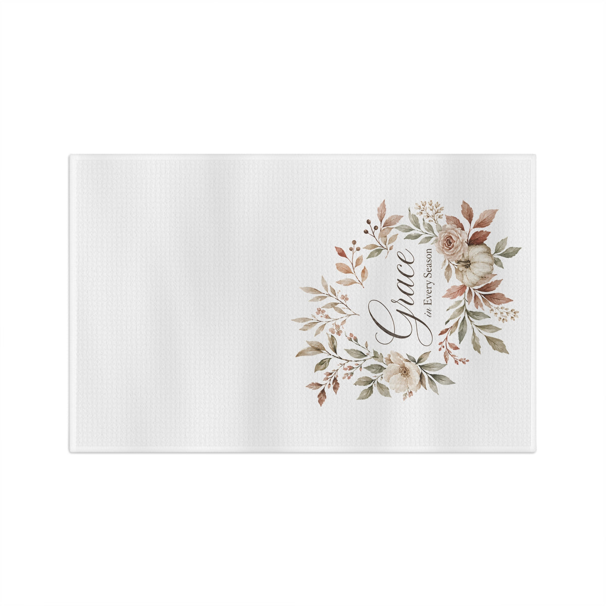 Grace in Every Season Tea Towel | Floral Wreath Kitchen Linen