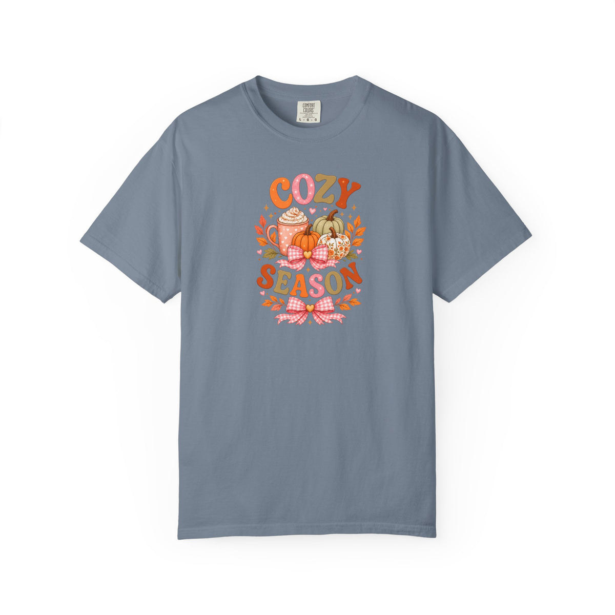 Cozy Season Shirt, Pumpkin Spice Latte Tee, Fall Coffee Pumpkin Sweatshirt, Cottagecore Autumn Shirt, Gingham Bow Fall Graphic Tee