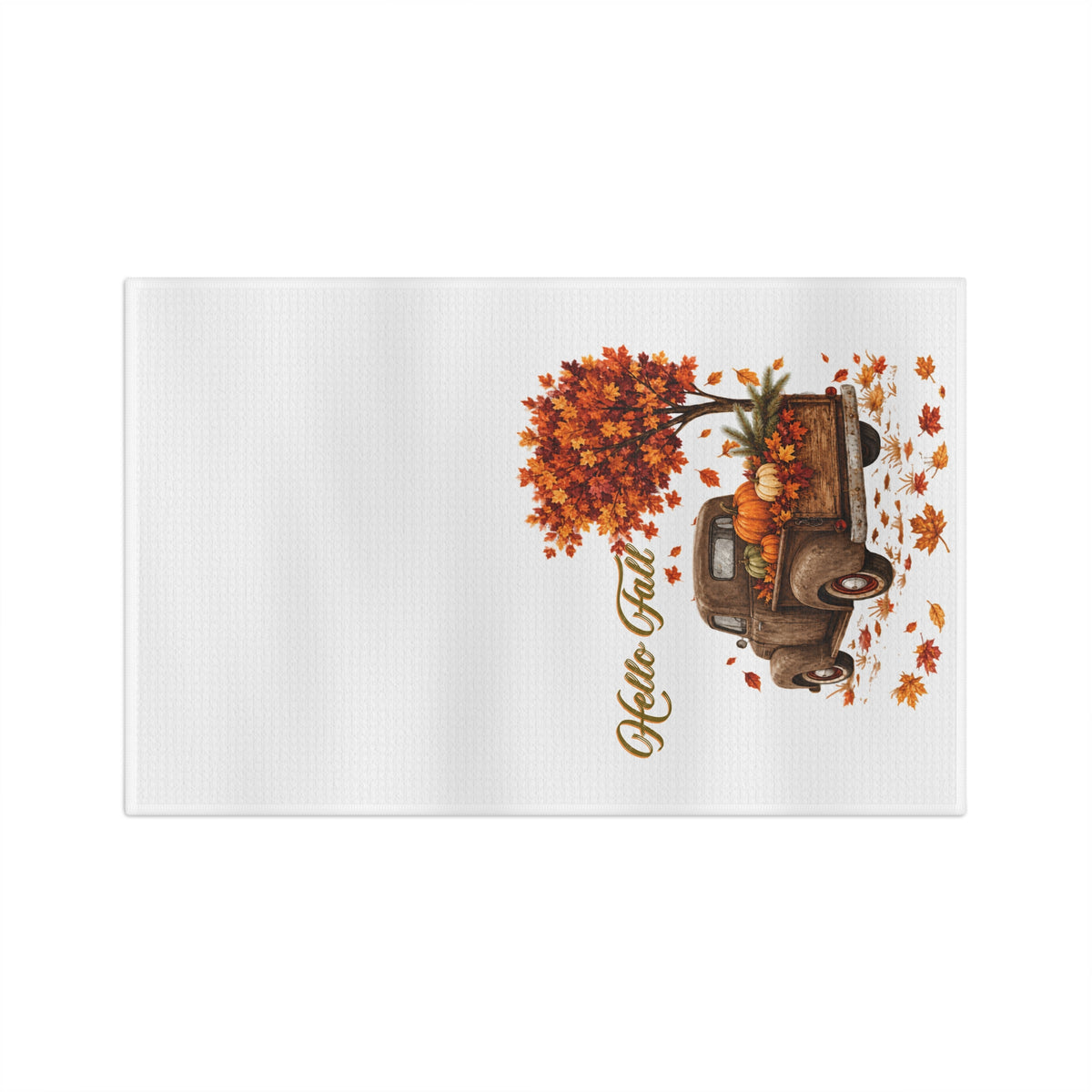 Fall Pumpkin Truck Kitchen Towel, Autumn Farmhouse Tea Towel, Vintage Red Truck Dish Towel, Cozy Fall Decor, Thanksgiving Hostess Gift