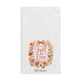 Personalized Fall Kitchen Towel, Fall in Love Wildflower Wreath, Custom Name Tea Towel, Farmhouse Autumn Decor, Housewarming Gift