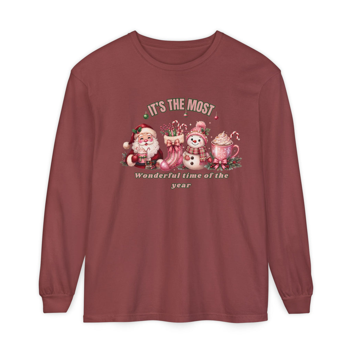 Christmas Gift Shirt, Christmas Comfort Colors Shirt, Christmas Long Sleeve Shirt, The Most Wonderful Time of the Year, Santa Snowman Tee