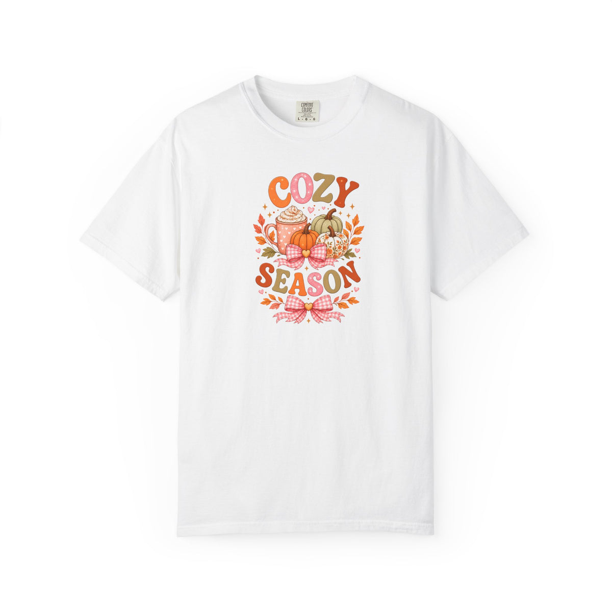 Cozy Season Shirt, Pumpkin Spice Latte Tee, Fall Coffee Pumpkin Sweatshirt, Cottagecore Autumn Shirt, Gingham Bow Fall Graphic Tee
