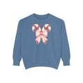 Candy Cane Bow Sweatshirt, Coquette Christmas Sweatshirt for Women, Cute Xmas Crewneck, Trendy Holiday Sweater, Christmas Gift for Her