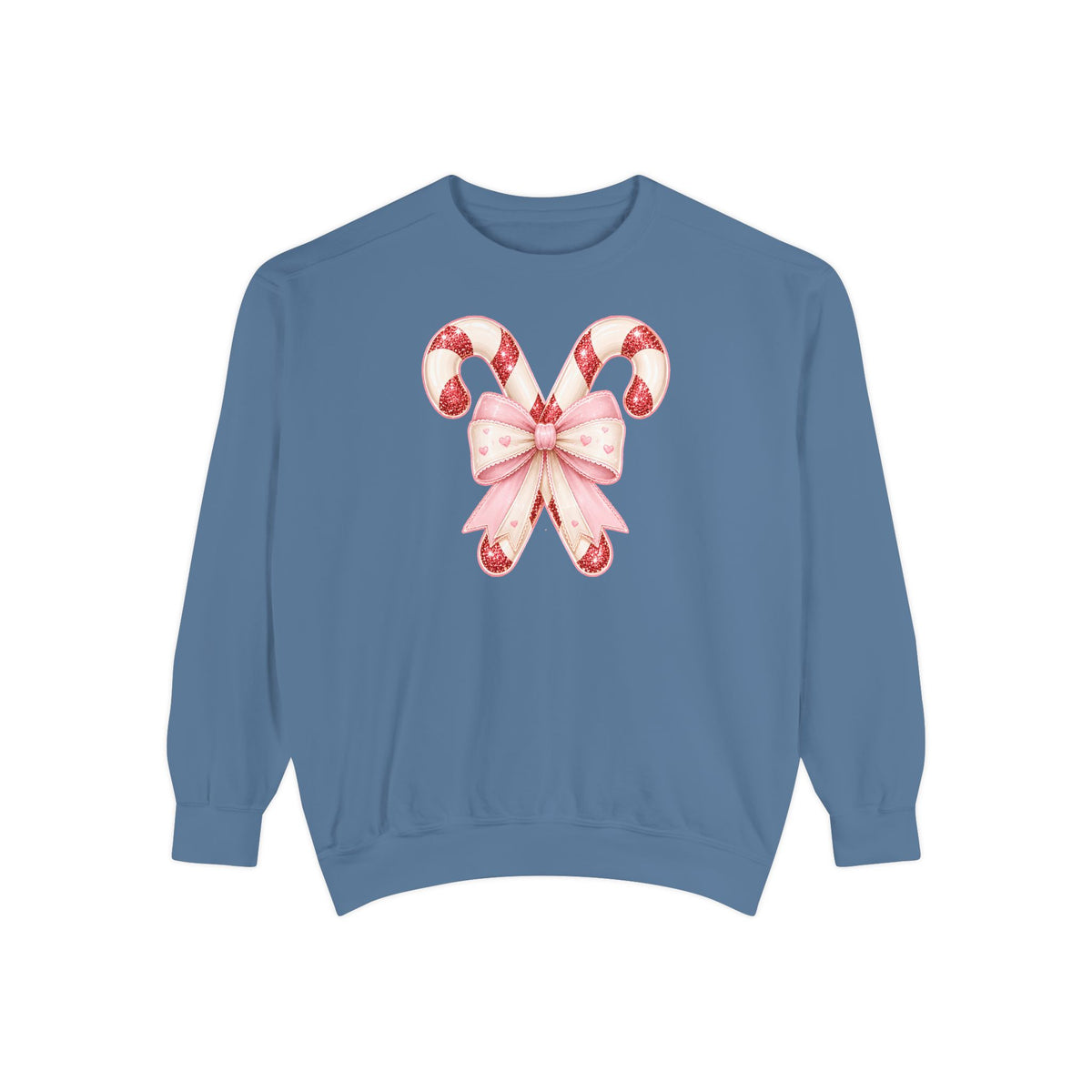Candy Cane Bow Sweatshirt, Coquette Christmas Sweatshirt for Women, Cute Xmas Crewneck, Trendy Holiday Sweater, Christmas Gift for Her