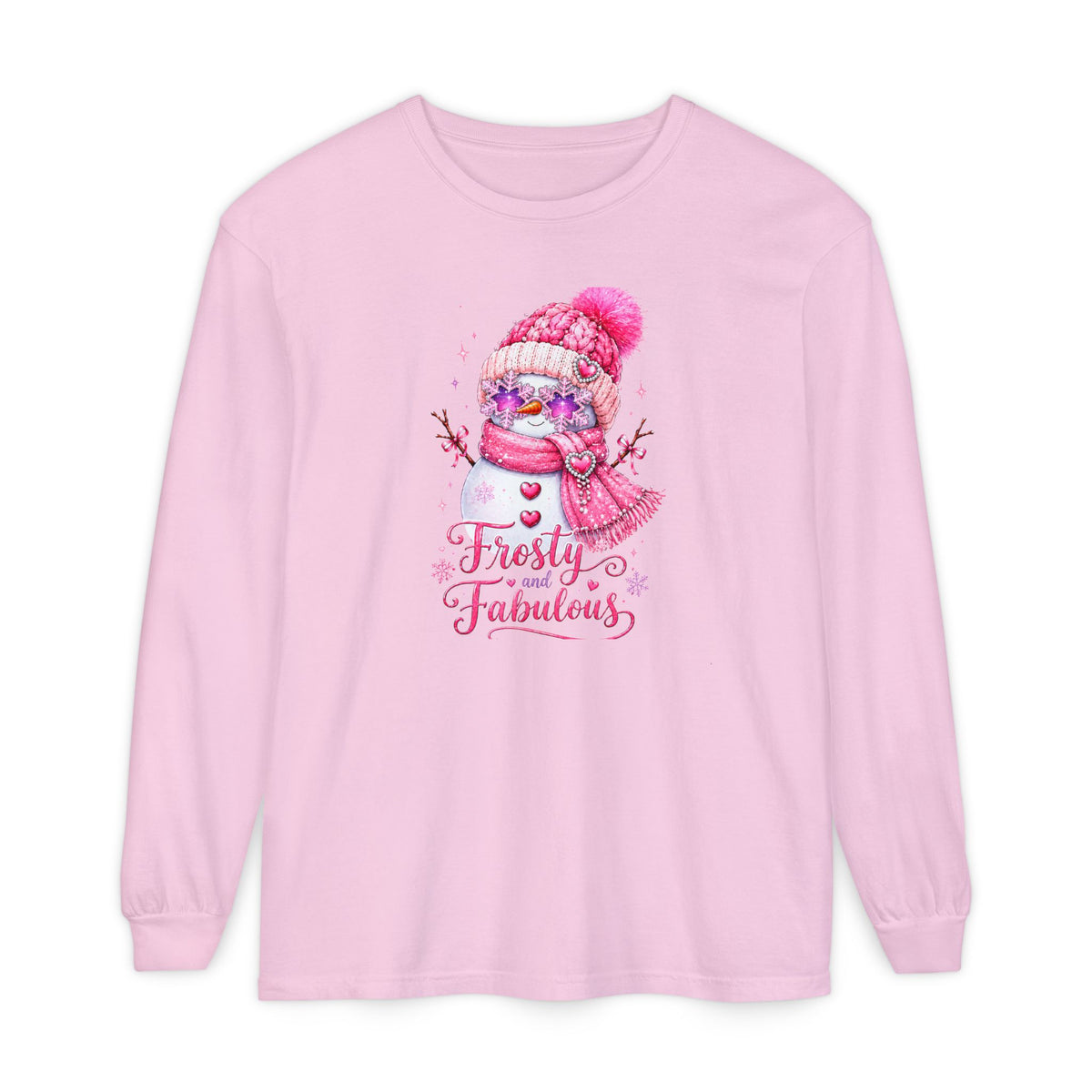 Coquette Christmas Sweater, Pink Snowman Holiday Sweatshirt, Girly Christmas Shirt, Frosty and Fabulous Snowman Tee, Cute Winter Sweater