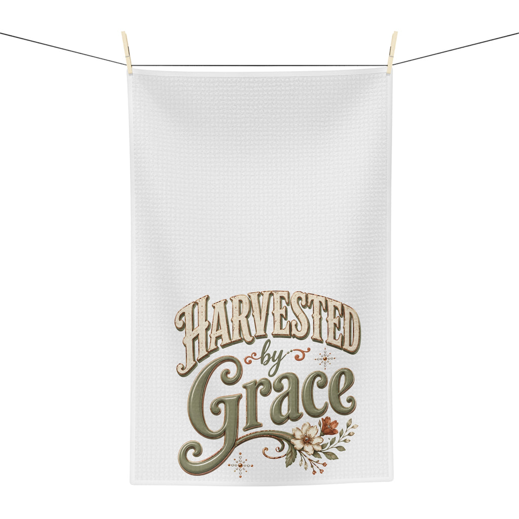 Harvested by Grace Microfiber Tea Towel | Fall Farmhouse Kitchen Decor