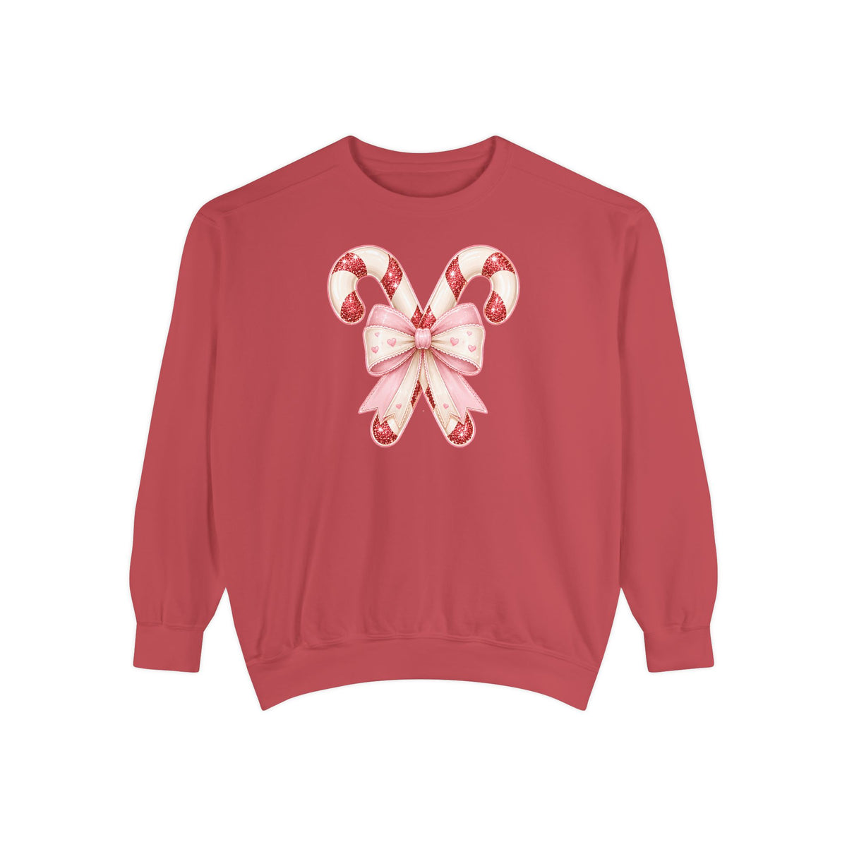Candy Cane Bow Sweatshirt, Coquette Christmas Sweatshirt for Women, Cute Xmas Crewneck, Trendy Holiday Sweater, Christmas Gift for Her