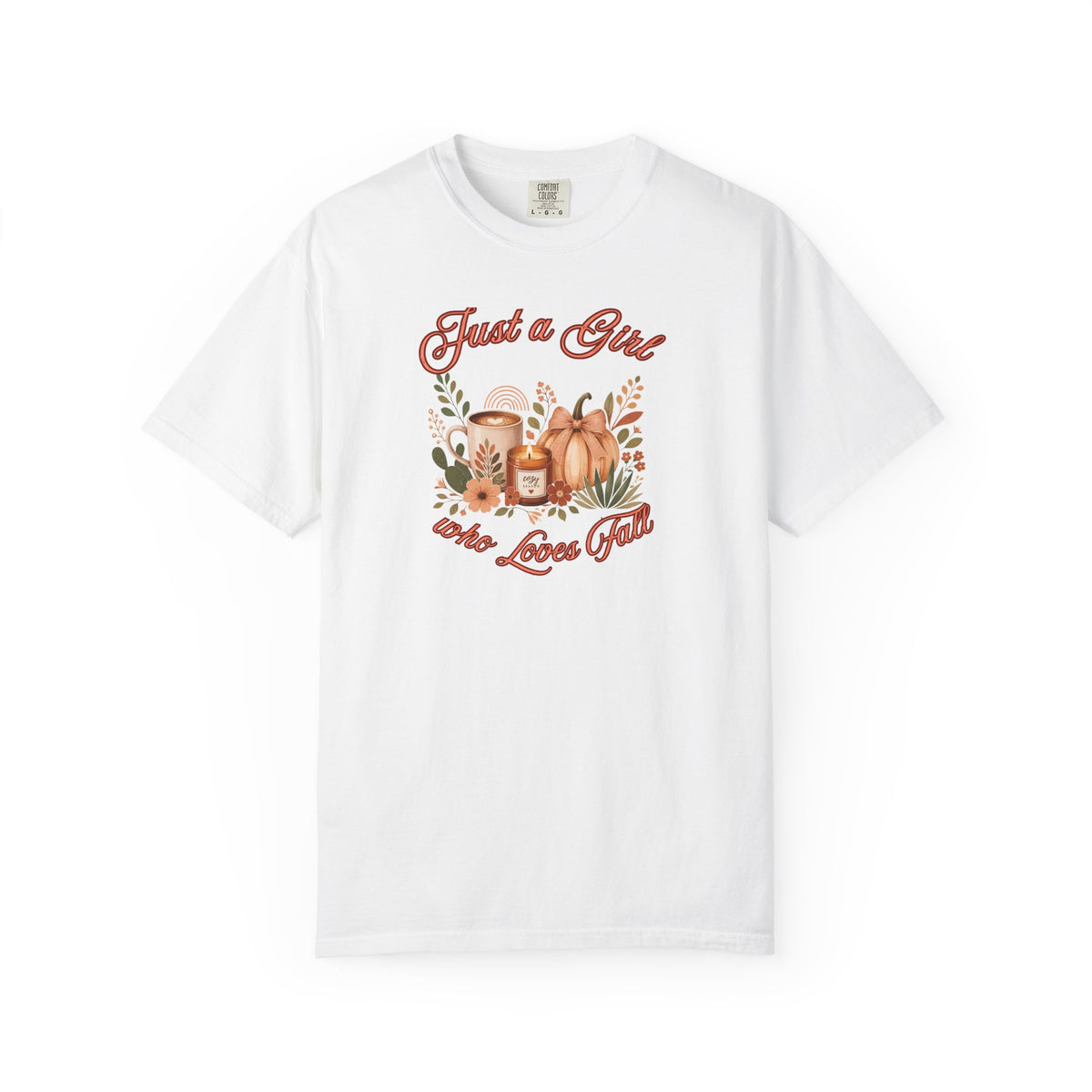 Just a Girl Who Loves Fall Shirt | Pumpkin Latte Tee | Autumn Women's Graphic Tee | Fall Season Shirt | Cozy Fall Gift for Her